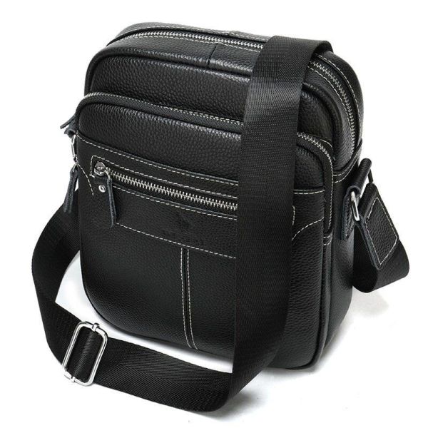 Сумка мужская кожаная флотар Vintage 20018 Черная