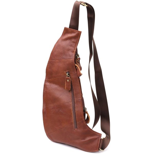 Мужская сумка через плечо из зернистой натуральной кожи Vintage 22966 Коричневый