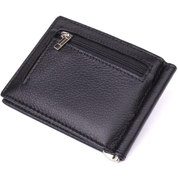 Мужской кошелек с металлическим зажимом из натуральной кожи ST Leather 23092 Черный