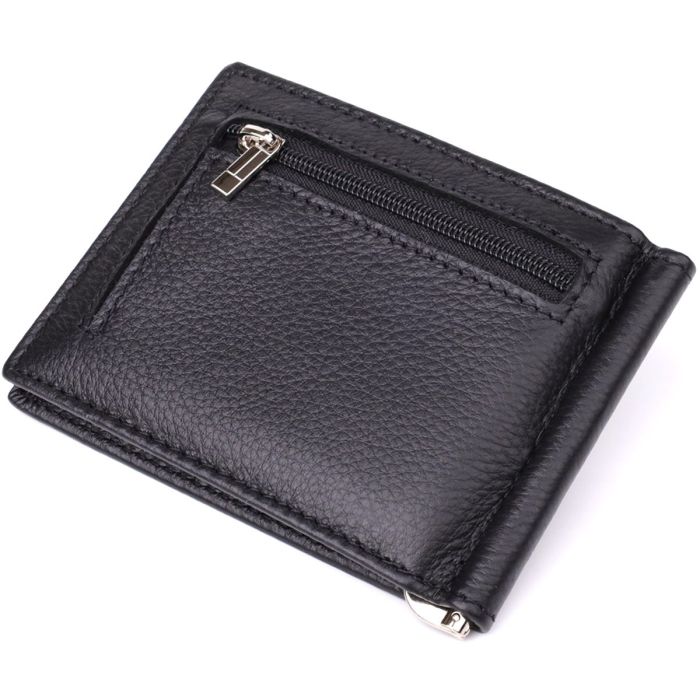 Мужской кошелек с металлическим зажимом из натуральной кожи ST Leather 23092 Черный