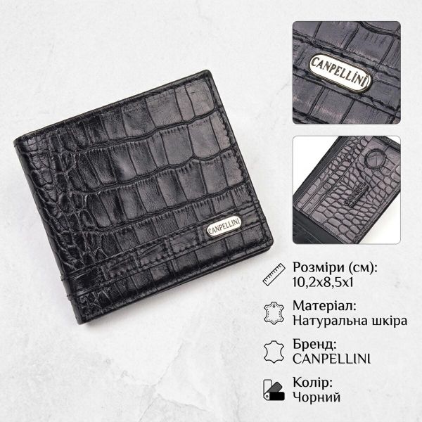 Зажим из натуральной фактурной кожи CANPELLINI 21520 Черный