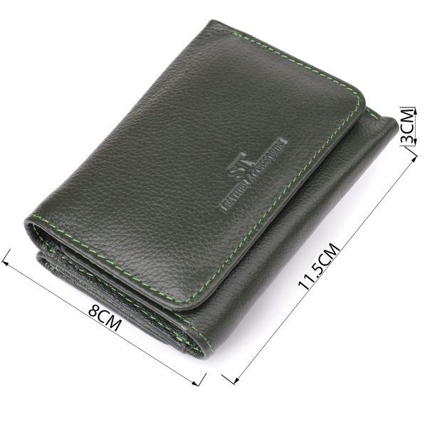 Маленький кошелек удобного формата из натуральной кожи ST Leather 23076 Зеленый