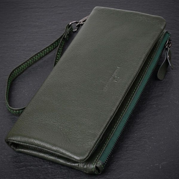 Удобный кошелек для женщин с кистевым ремнем из натуральной кожи ST Leather 23104 Зеленый