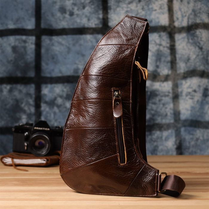 Сумка для мужчин с большим количеством карманов из натуральной кожи Vintage 22956 Коричневый