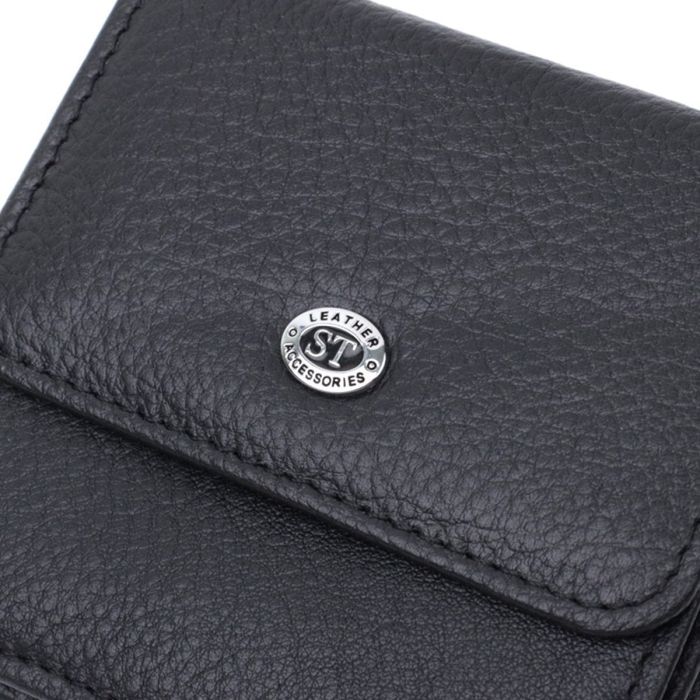 Женский кожаный кошелек для карт купюр и монет ST Leather 22690 Черный