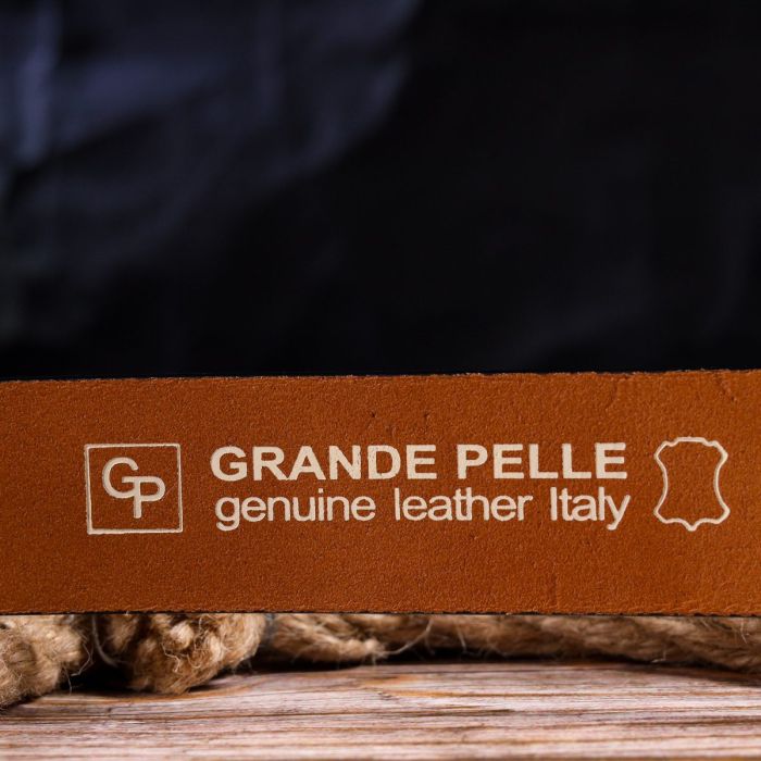 Качественный ремень для мужчин из натуральной кожи Grande Pelle 21472 Рыжий