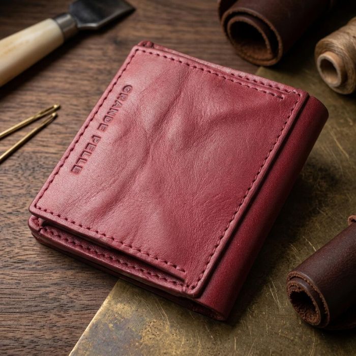 Компактное портмоне из натуральной кожи GRANDE PELLE 16798 Бордовый