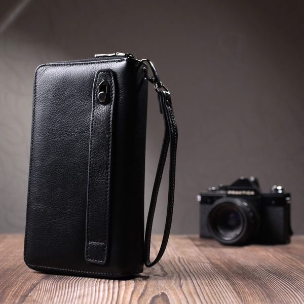 Мужской кожаный клатч для карт купюр и документов ST Leather 22684 Черный