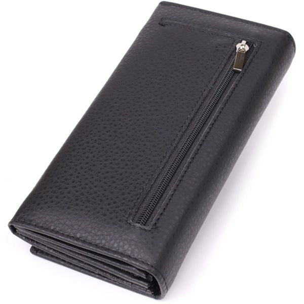 Женский вертикальный кошелек из натуральной кожи ST Leather 23084 Черный