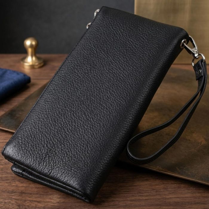 Женский кошелек-клатч с двумя молниями из натуральной кожи ST Leather 22527 Черный