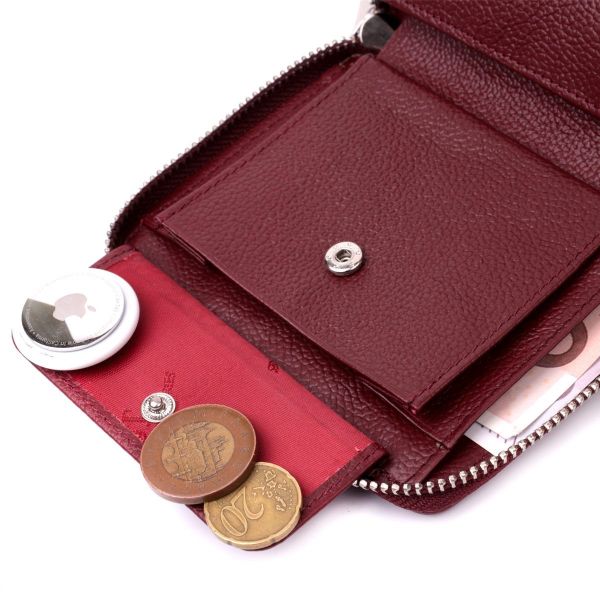 Портмоне для женщин на молнии из натуральной кожи ST Leather 19487 Бордовый