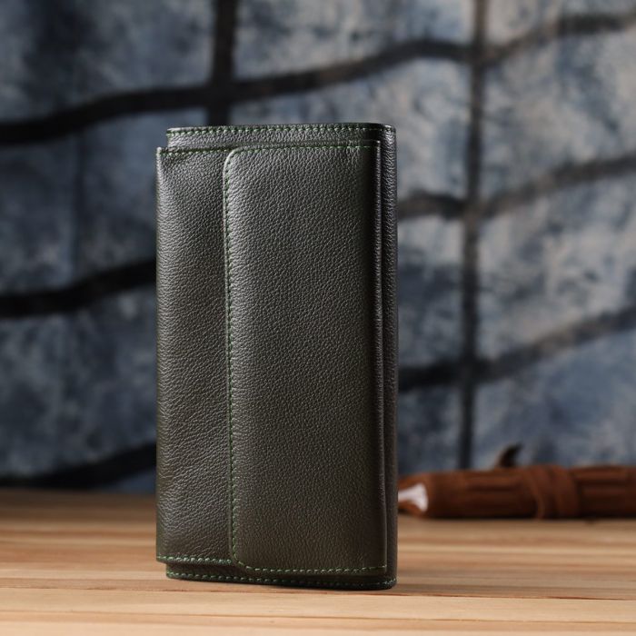 Горизонтальный кошелек с карманом для телефона из натуральной кожи ST Leather 23068 Зеленый