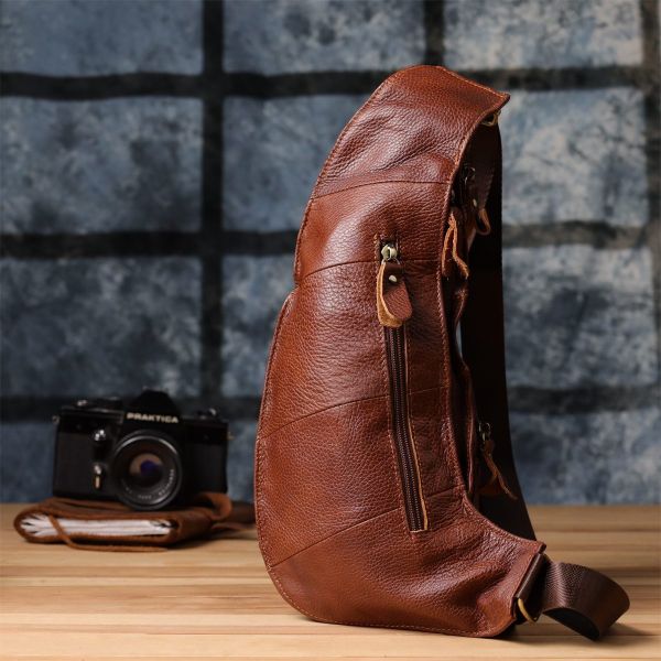 Мужская сумка с большим количеством карманов из натуральной кожи Vintage 22963 Коричневый