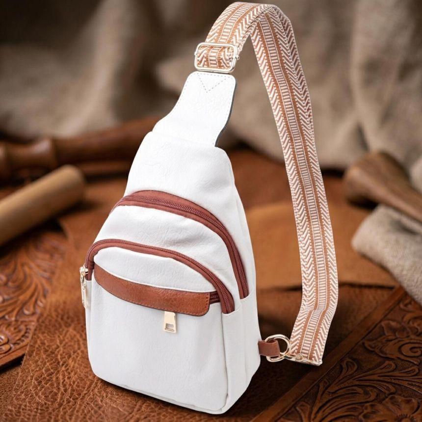 Женская сумка через плечо с отверстием для наушников из экокожи Vintage 22785 Белый