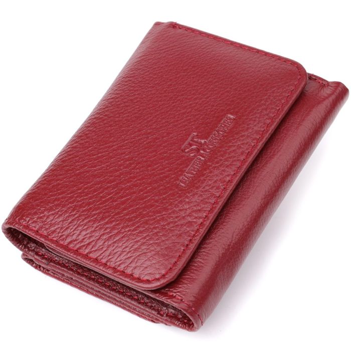 Компактный кошелек удобного формата из натуральной кожи ST Leather 23077 Бордовый