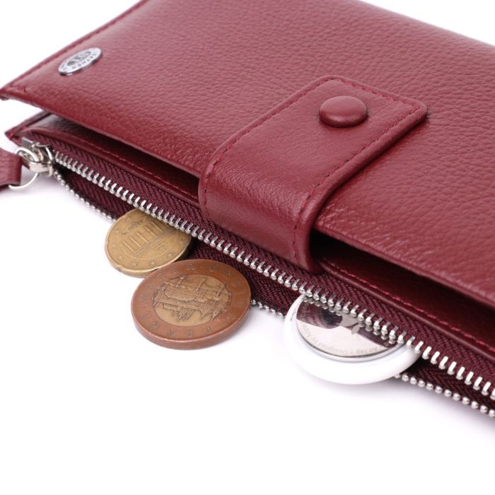 Вертикальный женский кошелек-клатч из натуральной кожи ST Leather 22535 Бордовый