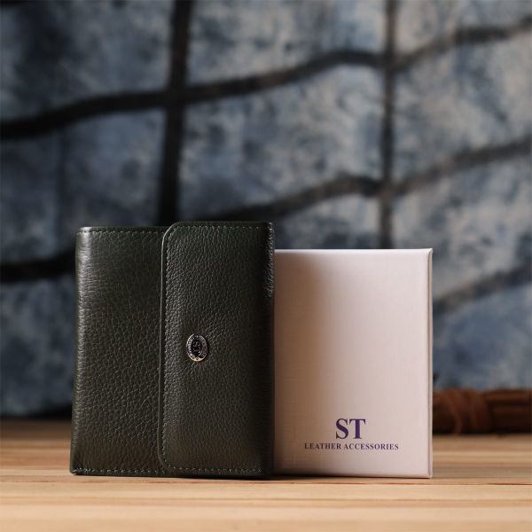 Женский кошелек среднего размера из натуральной кожи ST Leather 23074 Зеленый