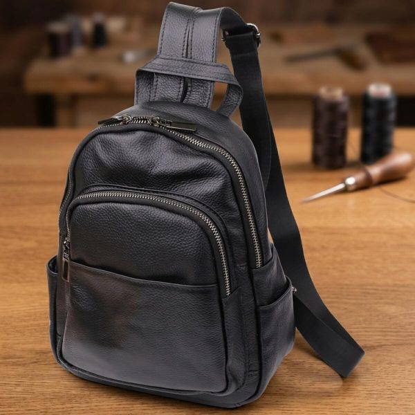 Женский рюкзак из натуральной кожи Vintage 23062 Черный