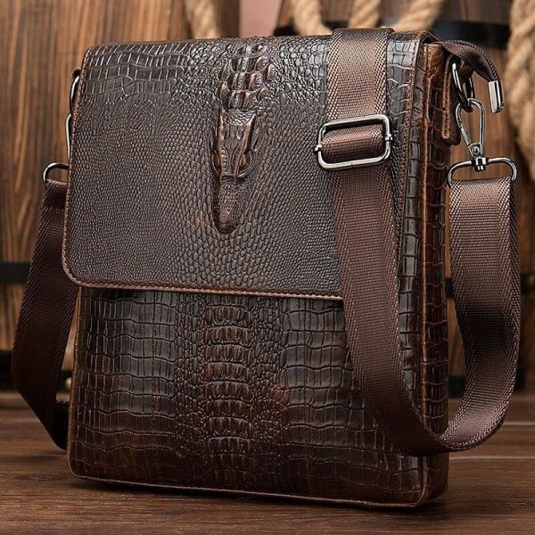 Сумка с тиснением под кожу крокодила Vintage 20039 Коричневая