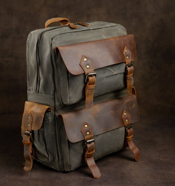 Туристический рюкзак canvas Vintage 20107 Болотный