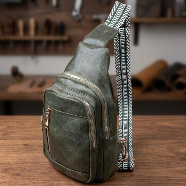 Стильная слинг сумка для женщин из экокожи Vintage 22745 Зеленый