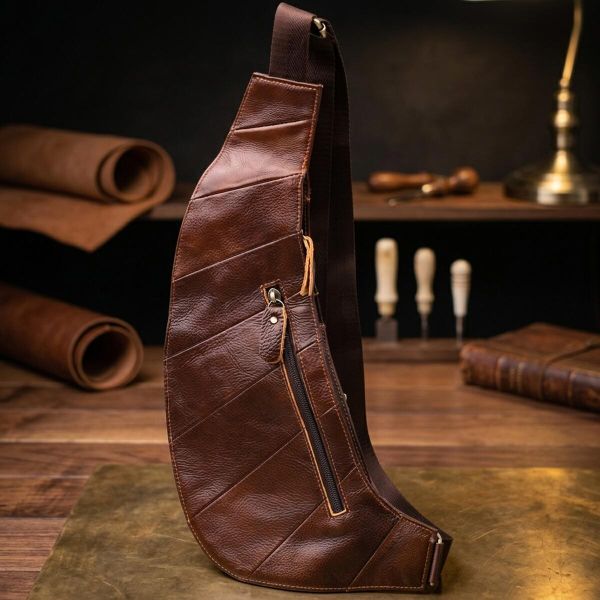 Мужская сумка через плечо из натуральной кожи Vintage 22959 Коричневый