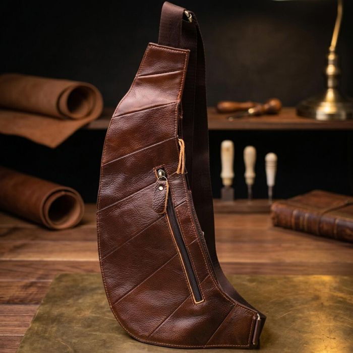 Мужская сумка через плечо из натуральной кожи Vintage 22959 Коричневый