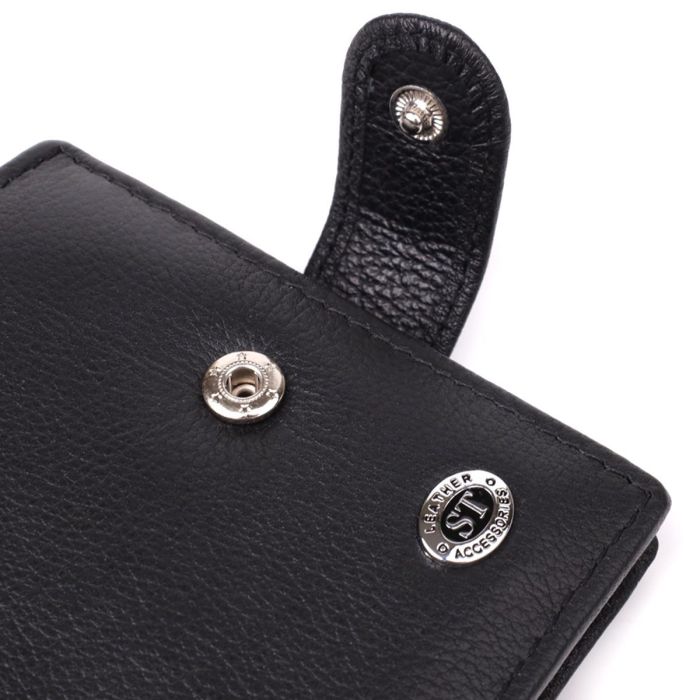 Классический мужской бумажник горизонтального формата из натуральной кожи ST Leather 23094 Черный