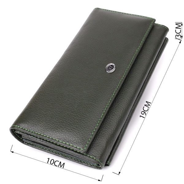 Горизонтальный кошелек с карманом для телефона из натуральной кожи ST Leather 23068 Зеленый