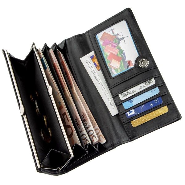 Кошелек женский из экокожи лаковый KIVI 19012 Черный