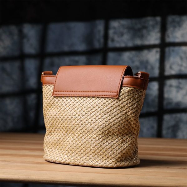 Летняя женская сумка из качественного текстиля Vintage sale_15138 Коричневый