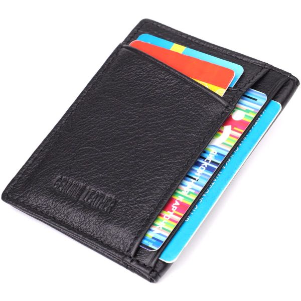 Мужской кошелек для карточек из натуральной кожи ST Leather 23091 Черный