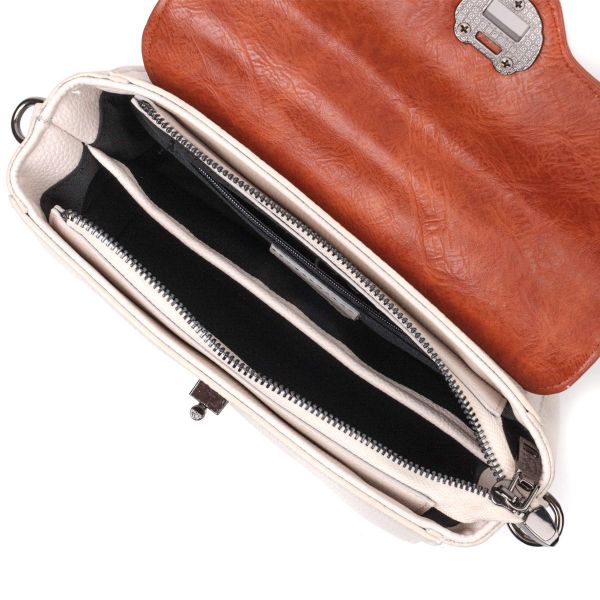 Оригинальная женская сумка в винтажном стиле из натуральной кожи Vintage 22350 Белая