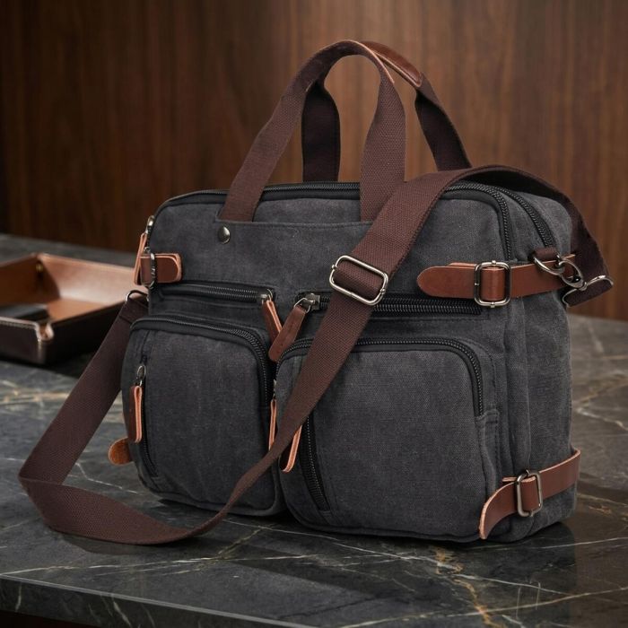 Сумка мужская Vintage 14480 трансформер Серая