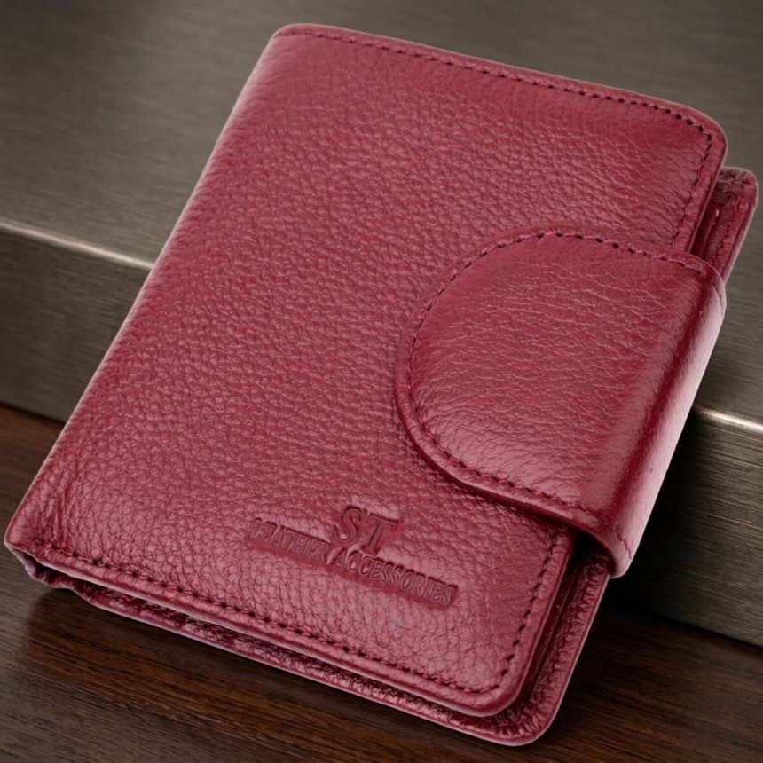 Женский кошелек вертикального типа из натуральной кожи ST Leather 22452 Бордовый