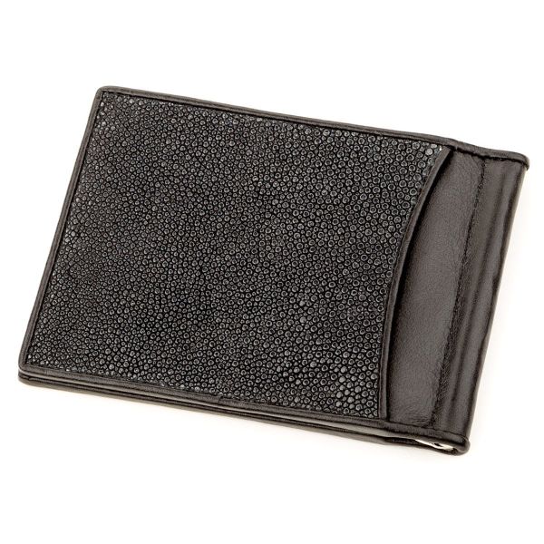 Зажим для денег STINGRAY LEATHER 18293 из натуральной кожи морского ската Черный