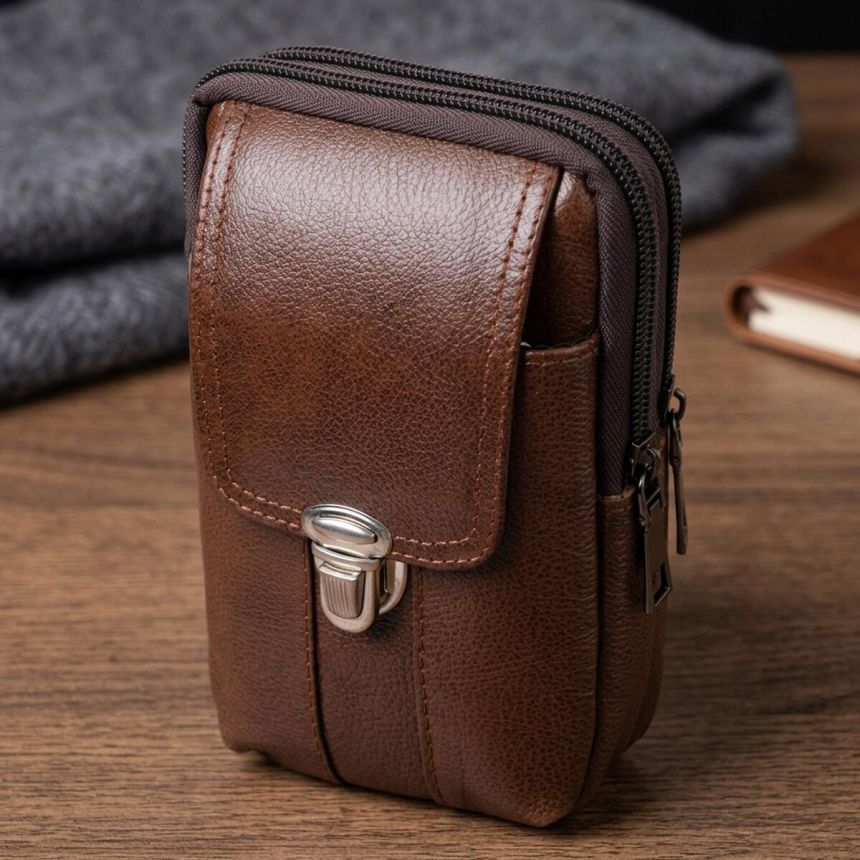 Сумка для мужчин на два отделения из натуральной кожи Vintage 22738 Коричневый