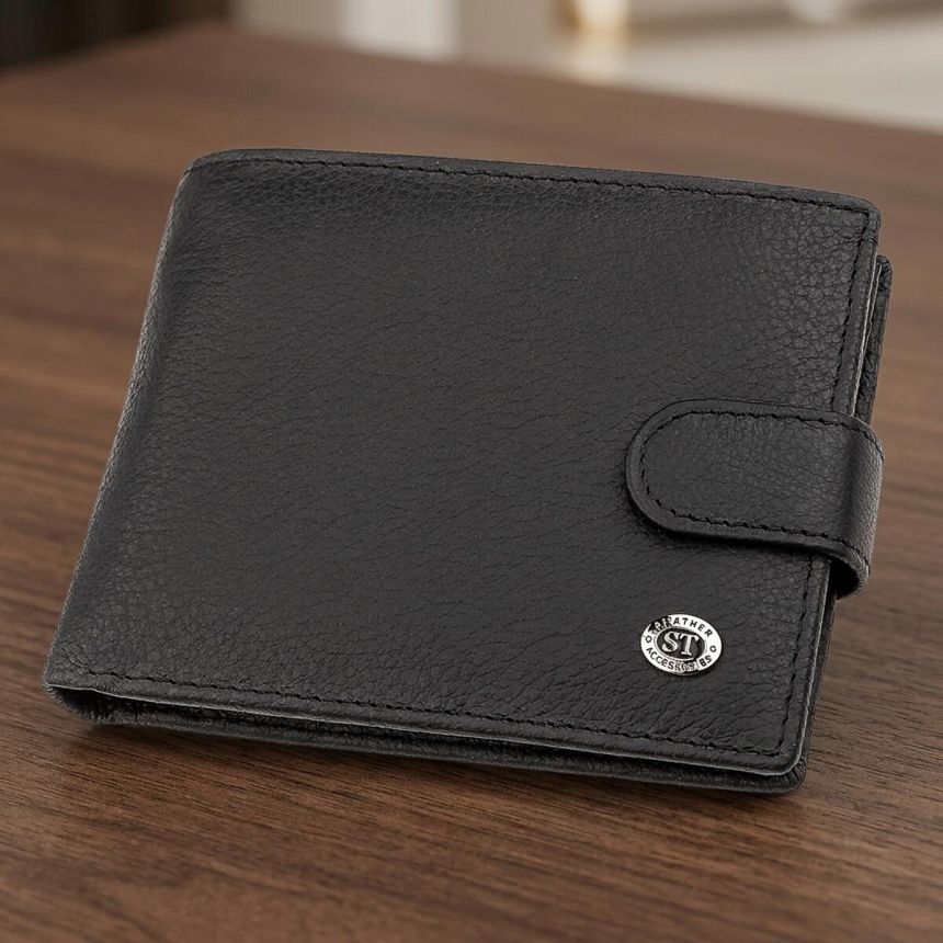 Мужской кошелек ST Leather 18328 (ST137) итальянская кожа Черный