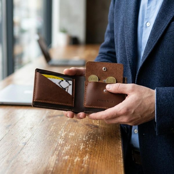 Кожаное мужское портмоне GRANDE PELLE 11460 Коричневый