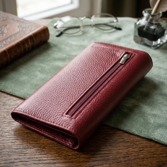 Практичный кошелек для женщин из натуральной кожи ST Leather 23098 Бордовый