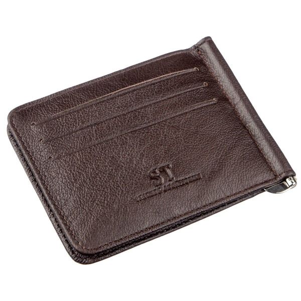 Удобный мужской зажим для купюр ST Leather 18938 Коричневый