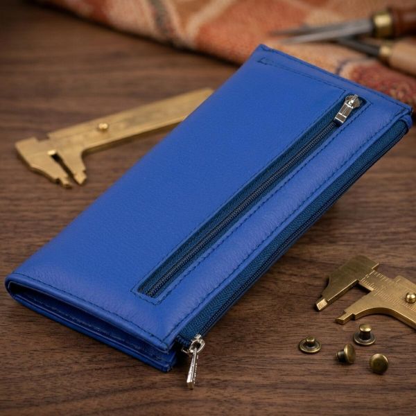 Горизонтальний тонкий гаманець зі шкіри унісекс ST Leather 19329 Синій