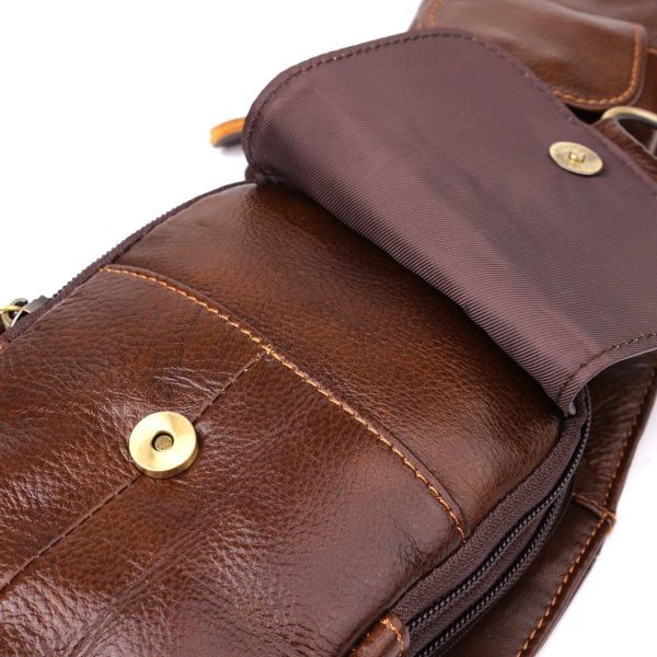 Мужская сумка через плечо из натуральной кожи Vintage 22959 Коричневый