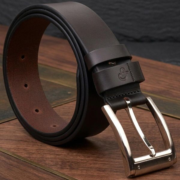 Качественный мужской ремень из натуральной кожи Grande Pelle 21461 Коричневый