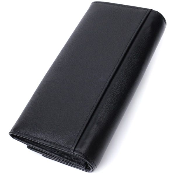 Женский кожаный кошелек для карт купюр и монет ST Leather 22696 Черный