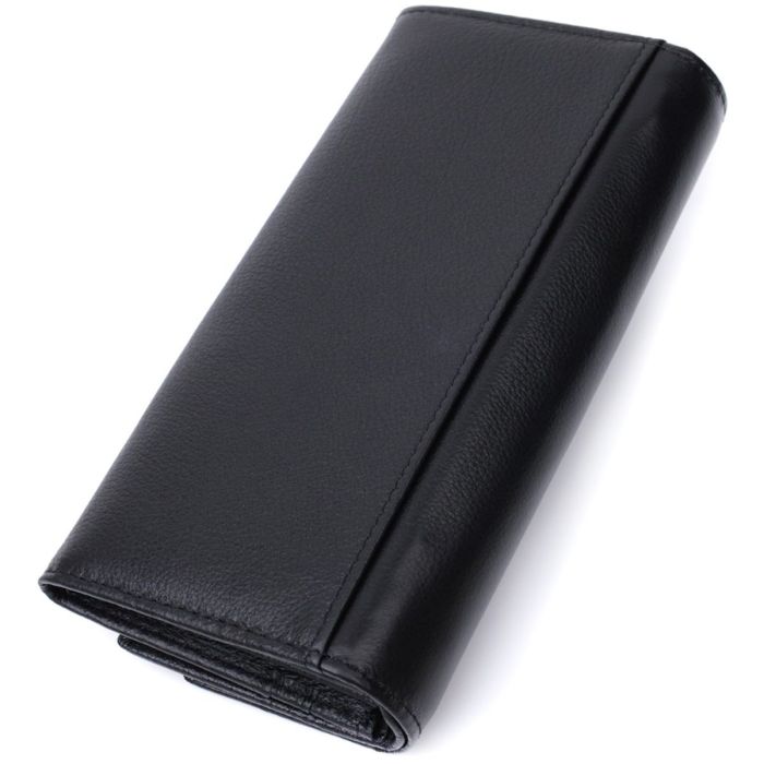 Женский кожаный кошелек для карт купюр и монет ST Leather 22696 Черный