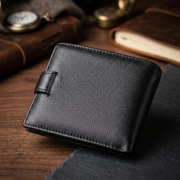 Горизонтальне чоловіче портмоне з натуральної шкіри ST Leather 22487 Чорний