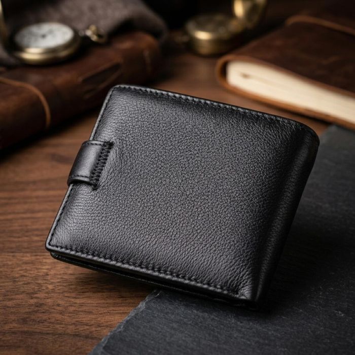 Горизонтальне чоловіче портмоне з натуральної шкіри ST Leather 22487 Чорний