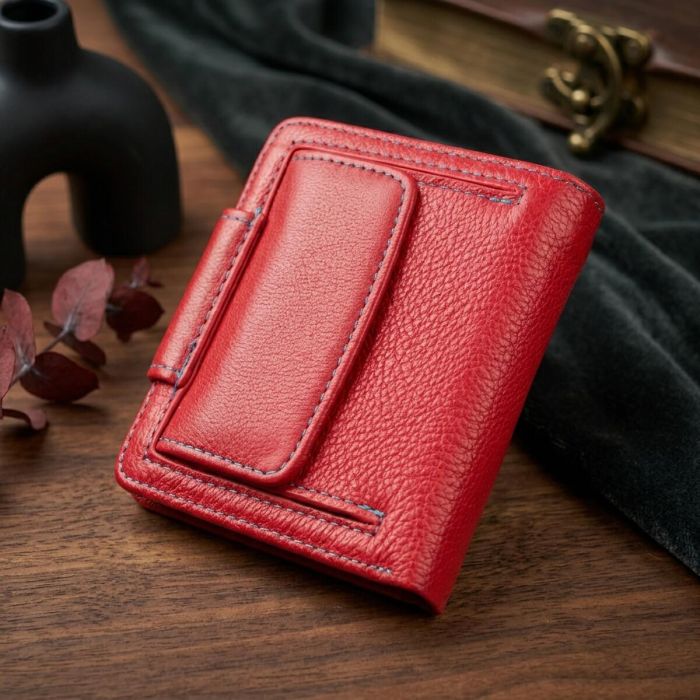 Кожаный яркий кошелек с монетницей для женщин ST Leather 19453 Красный