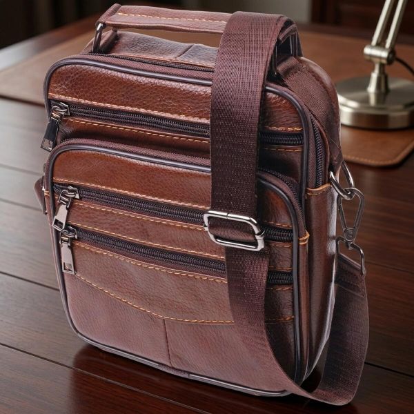 Стильная мужская сумка из натуральной кожи 21275 Vintage Коричневая